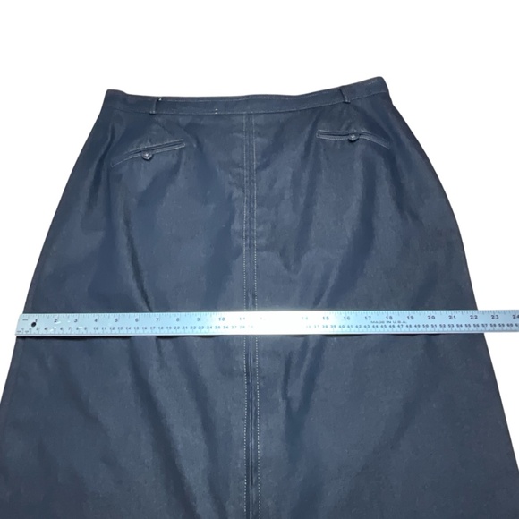 MARCONA Cotton Blend Chambray Maxi Pencil Skirt Front Reversable Zipper Sz 16 - Picture 6 of 10